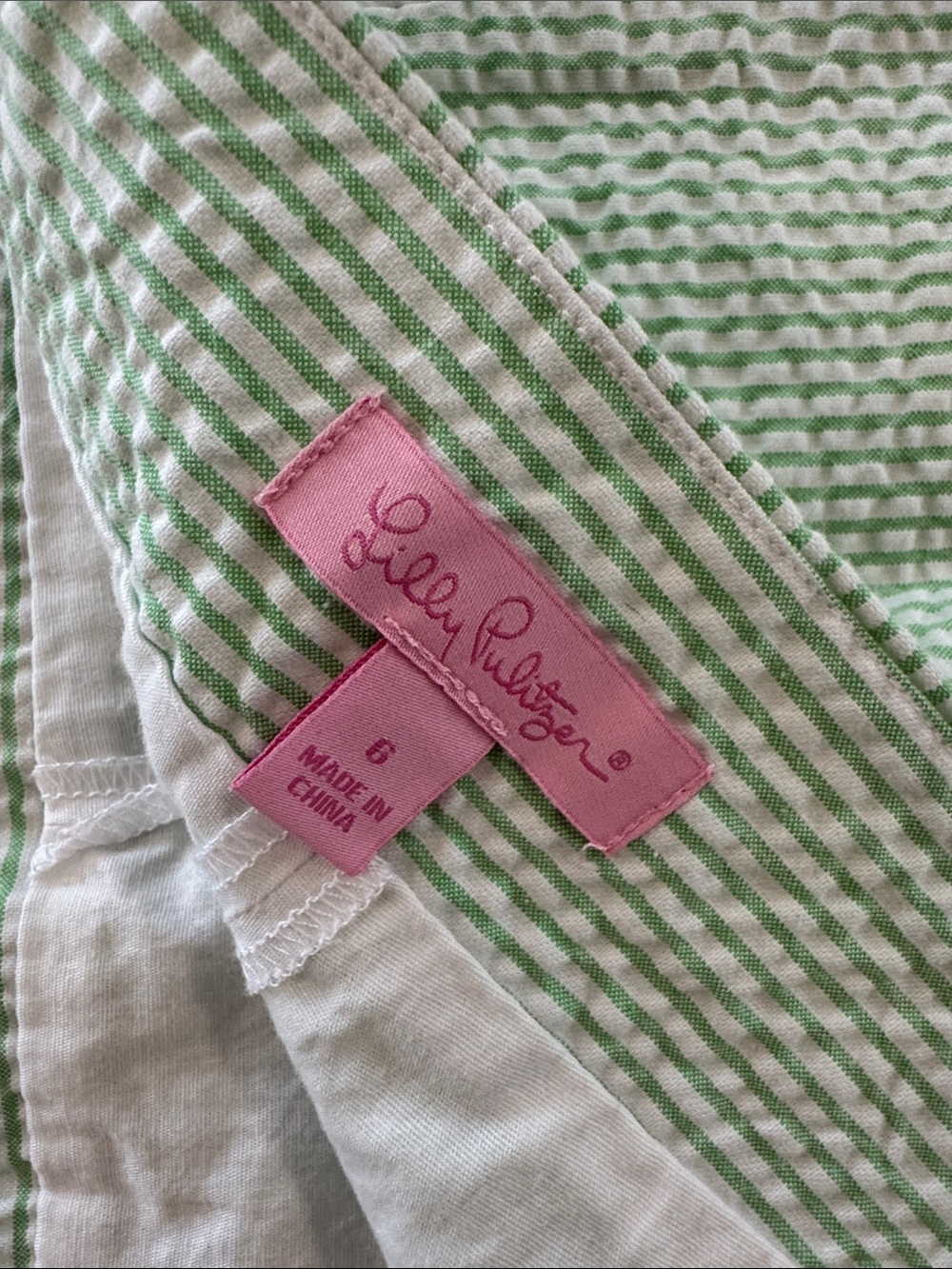 Lilly Pulitzer Light Green Seersucker Scalloped Skort - Picture 5 of 6